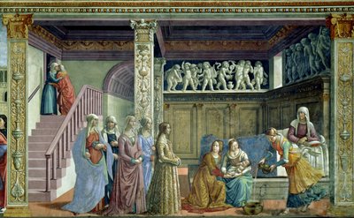 El nacimiento de la Virgen, 1486-90 de Domenico Ghirlandaio